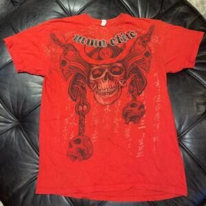 Vintage MMA Elite Y2K Shirt S Red Samurai Skull 2000s